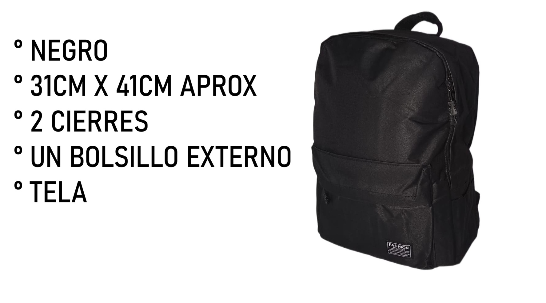 MOCHILA  SIMIL JANSPORT NEGRA - - - -  -  -  -  - 