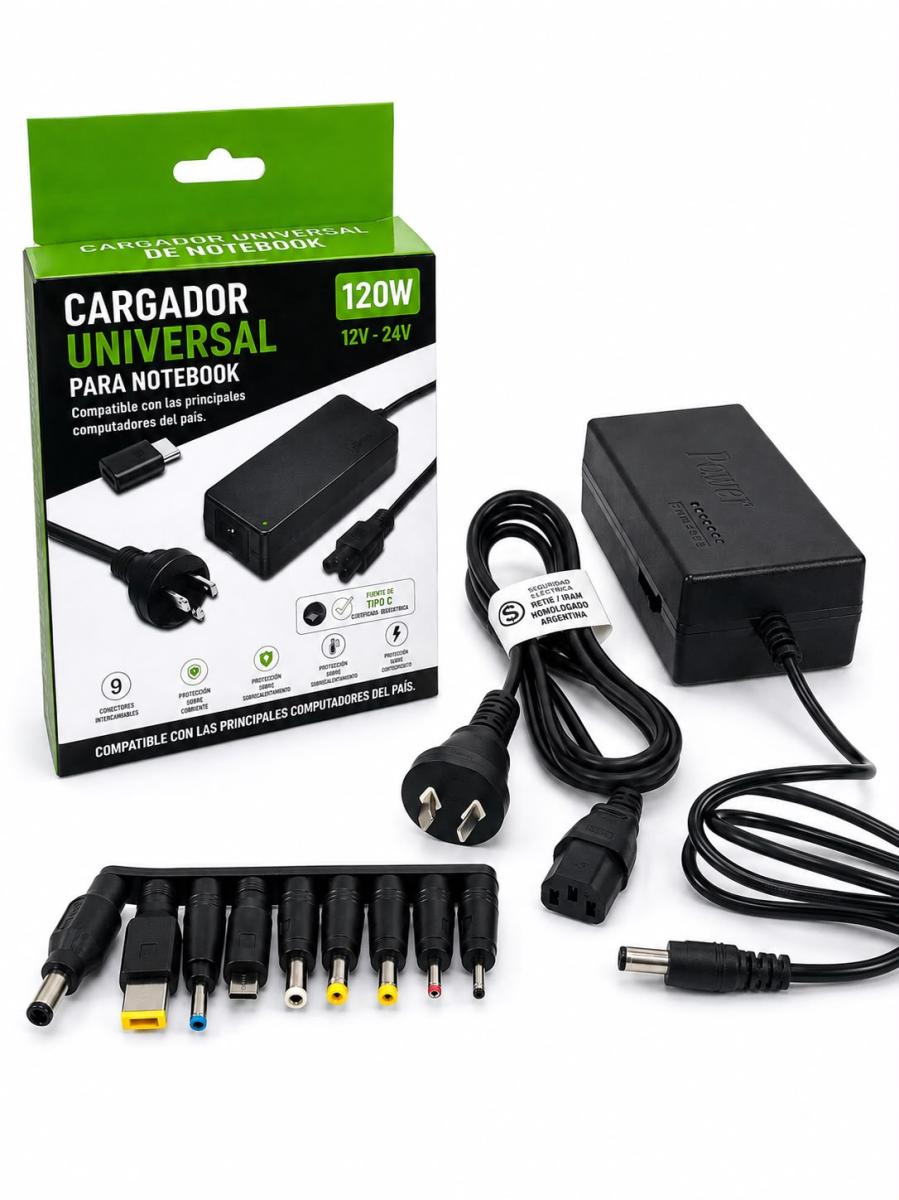 (NT009) CARGADOR DE NOTEBOOK 120W C/FICHA TIPO C -