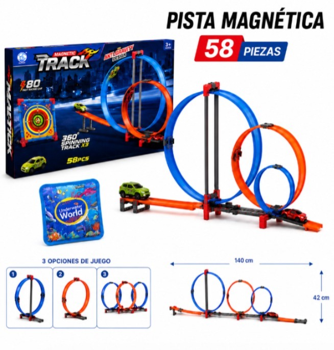 (PIST-003) PISTA DE AUTO 58PCS + LANZADOR + ANOTAD