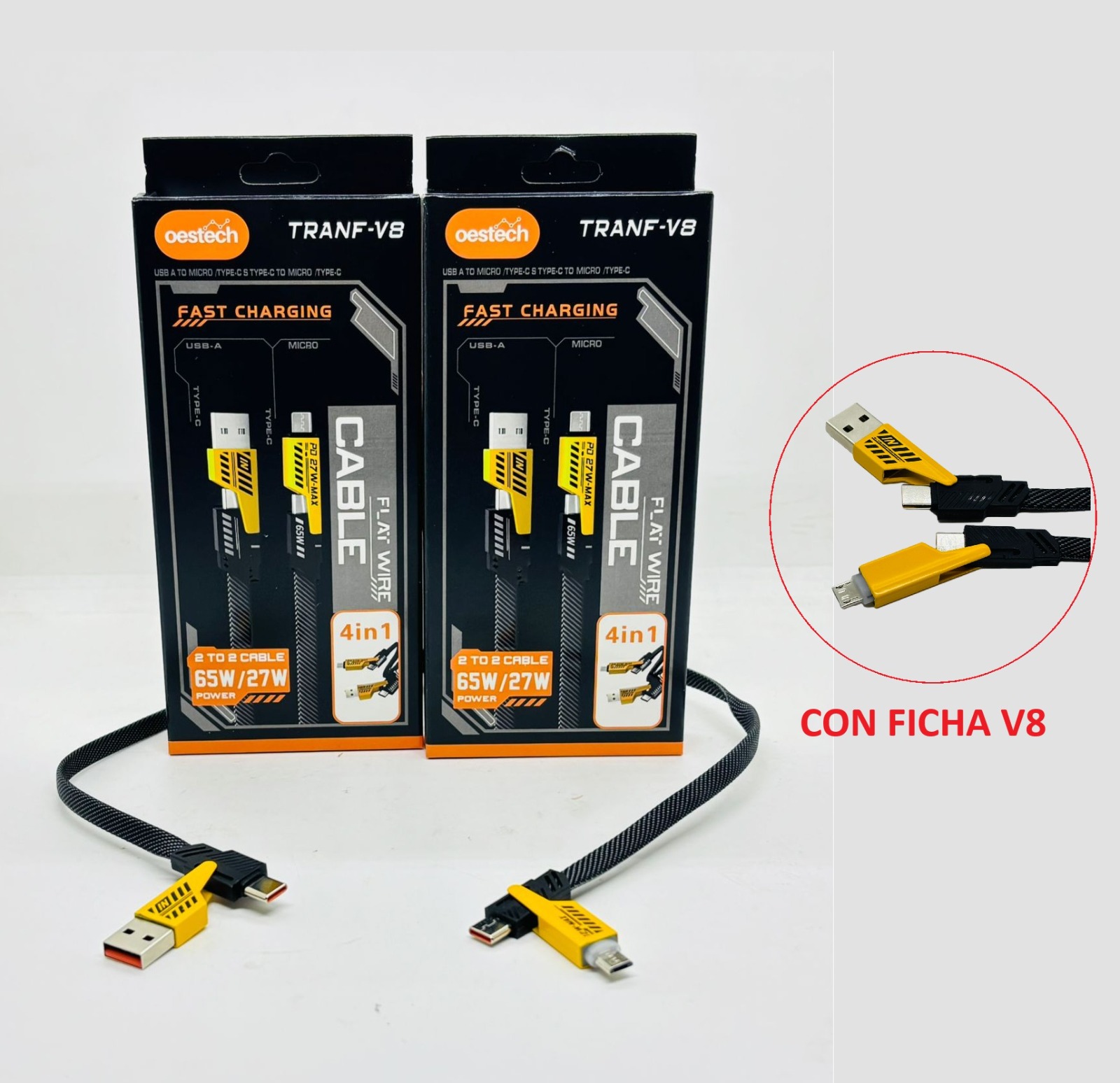 (TRANF-V8) CABLE V8 - USB + TCTC MALLADO TURBO -  